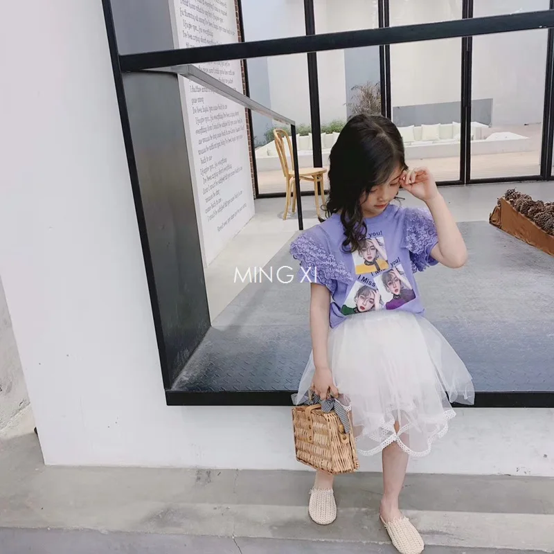 2019 летняя детская одежда футболка для девочек 3 рубашки с Аватаром кружевными