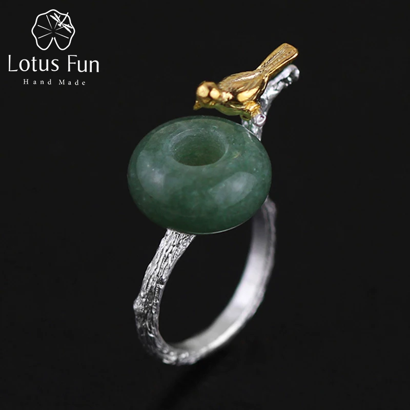 Женское кольцо Птица Lotus Fun изящное ручного изготовления из настоящего серебра 925