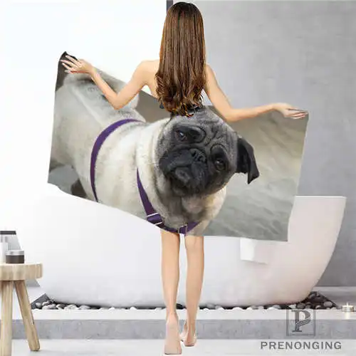 Face or Bath Towel На заказ мопс-щенок(2) тряпка для ванной комнаты полотенце s полотенце для лица/банное полотенце для душа Размер s 33x74 см/72x143 см#18-12-17-07-336 - Цвет: Face or Bath Towel