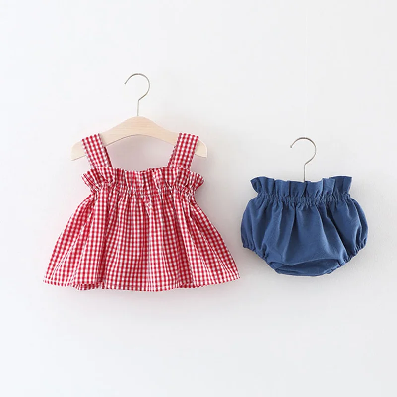 SLKMSWMDJ 2018 Новые повседневные летние для маленьких девочек Хлопковое клетчатое