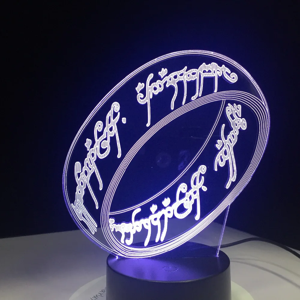 

3D Rings Table Lamp Led 7 Colorful Luminaria Finger Ring Nightlight USB Bedside Sleep Light Lampara Bedroom Decor Gifts GX2349