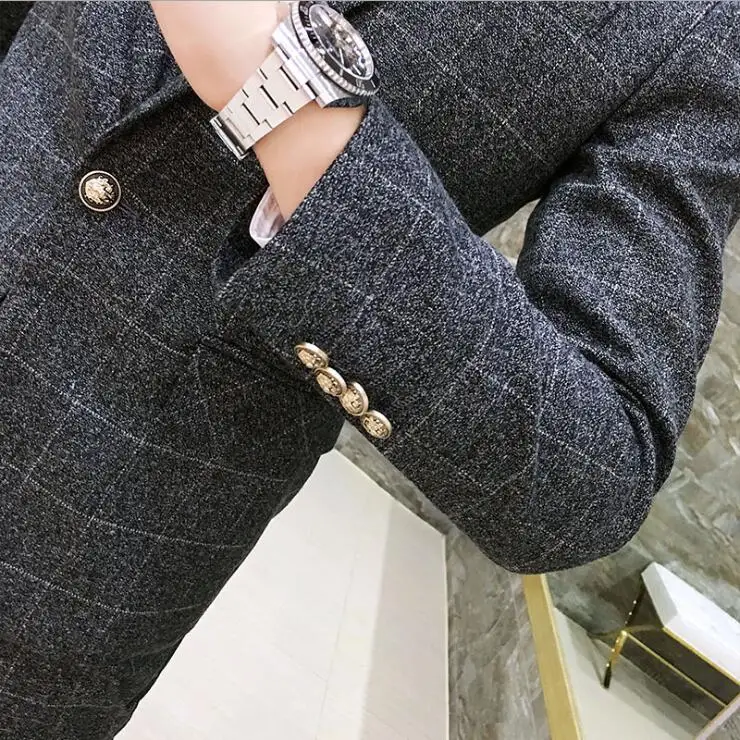 Мужские Костюмы приталенные (пиджак + жилет брюки) современные дизайнерские