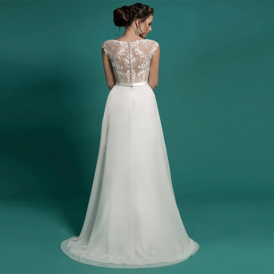 ADLN Дешевые Белый/Свадебные платья цвета слоновой кости кепки рукавом с боковыми