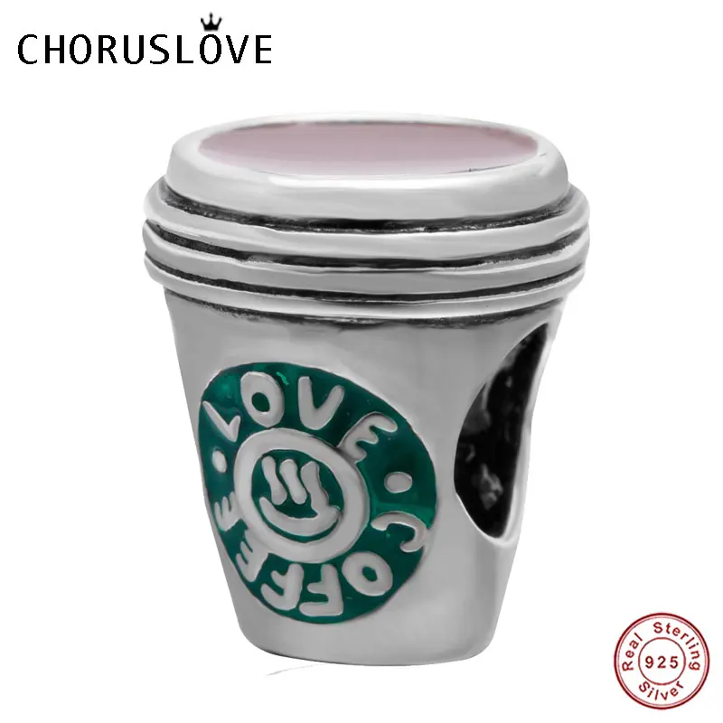 SS3285 Choruslove I Love Savoury чашка кофе очарование Аутентичные 925 пробы серебряные кофейные кружки Бусины fit Pandora браслет DIY женские ювелирные изделия - Цвет: SS3285