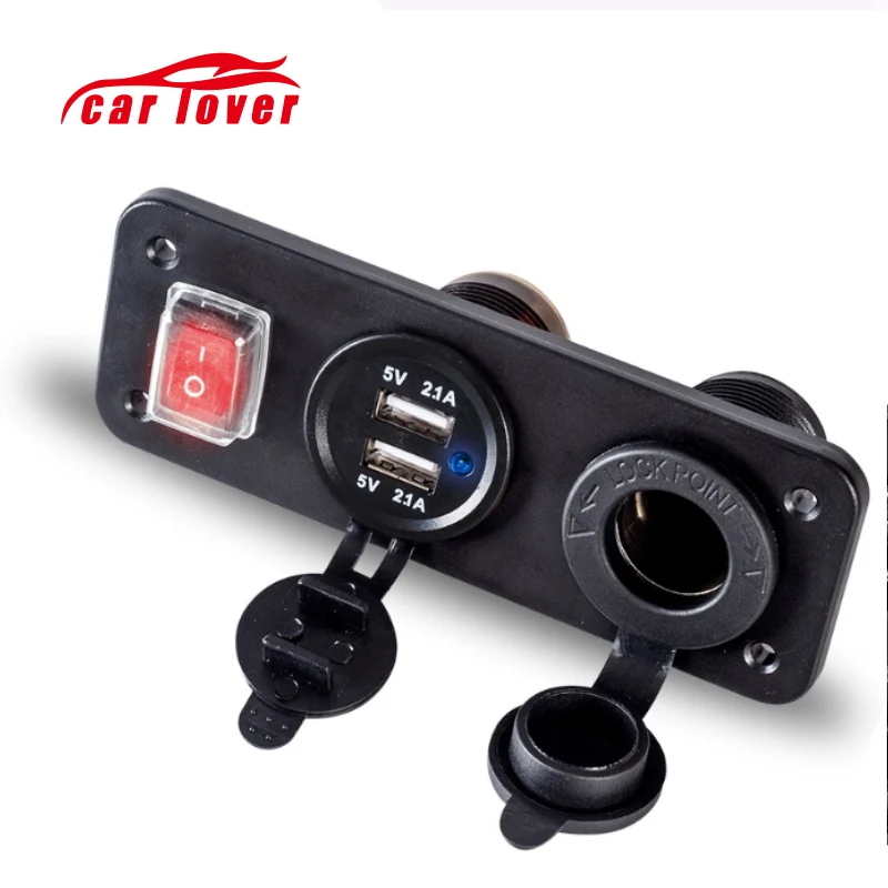 12 В 24 светодио дный LED панель Переключатель яхты + Dual USB Автомобильное зарядное