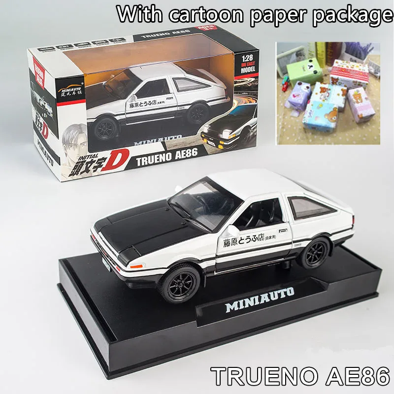 Cartoon package Начальный D Toyota AE86 1:28 Сплав модель автомобиля аниме мультфильм Форсаж с вытягиванием назад звуковой светильник литые под давлением Автомобили Модель мальчик игрушки - Цвет: Cartoon package