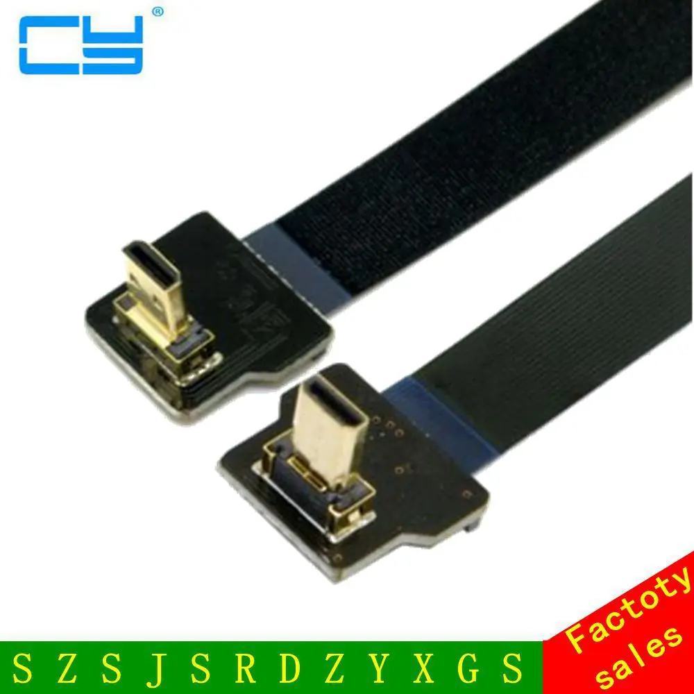 Плоский кабель 90 градусов вниз под углом FPV Micro HDMI совместимый штекер вверх FPC для