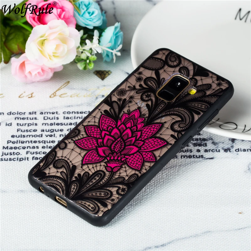 3D Relief Floral Case For Samsung Galaxy A8 Plus 2018 Girly Sexy TPU+ PC Cover |
