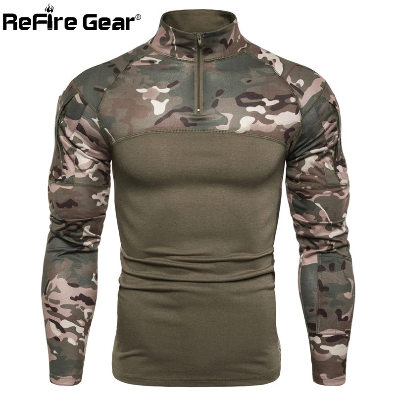 Refire gear камуфляж с длинным рукавом тактические футболки для мужчин SWAT Солдат Военная Боевая футболка Армия Страйкбол Пейнтбол тонкие охотничьи рубашки