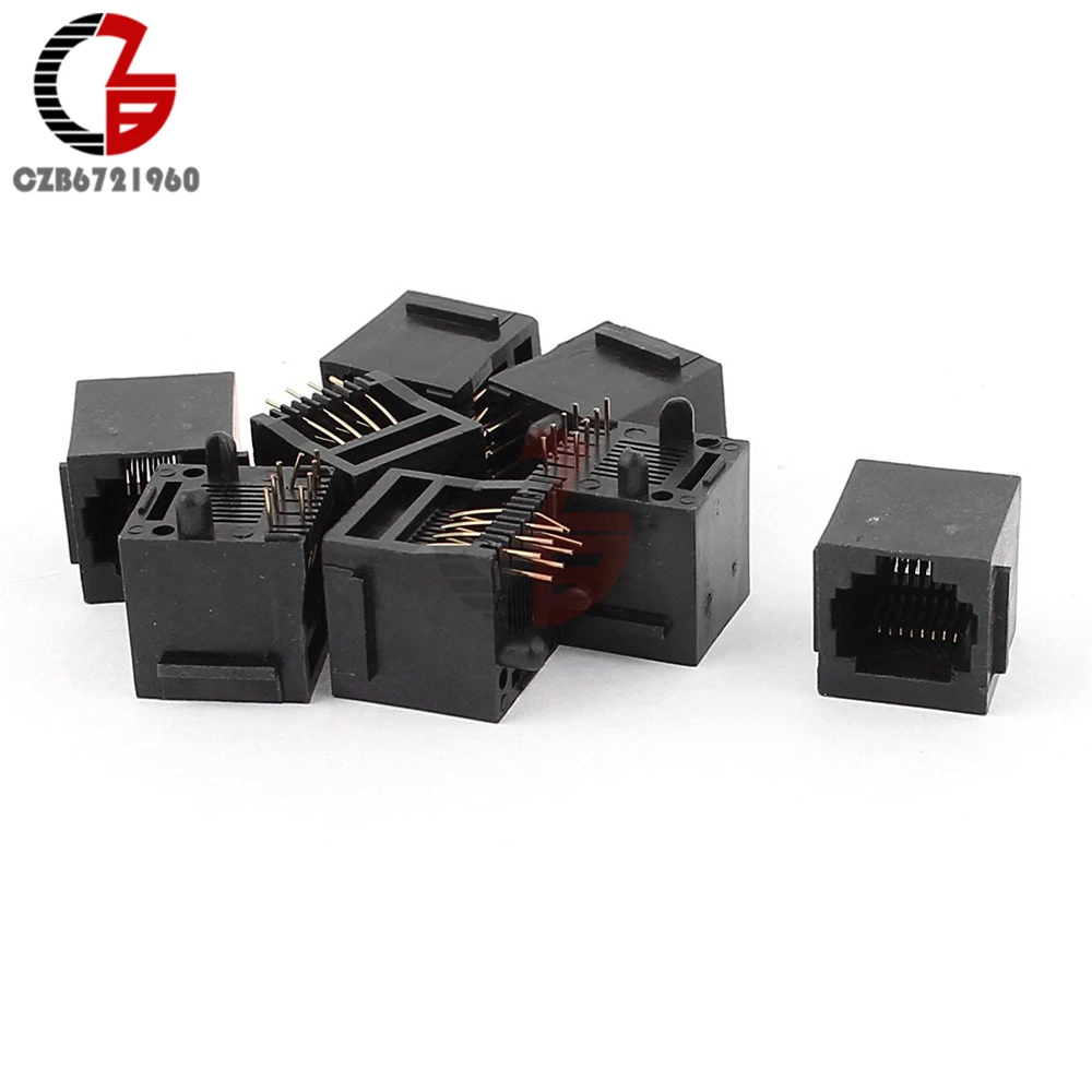 10 шт. черный RJ45 8P8C Jack модули PCB крепление сети Интернет разъемы