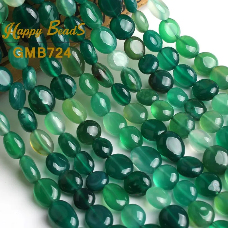 8-10mm Natural Irregular Green Agates Stone Beads Smooth Loose Spacer For Jewelry Making DIY Bracelet 15&quot Strand/Inches | Украшения и