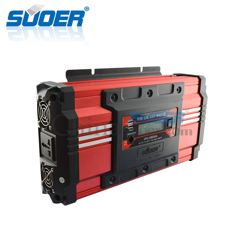 Suoer【Pure Синусоидальная волна Inverter】12V 220V 1500W Мощность инвертор(FPC-D1500A