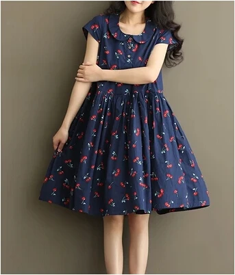 Новинка 2020 модное летнее свободное милое платье с рисунком вишни цельнокроеное