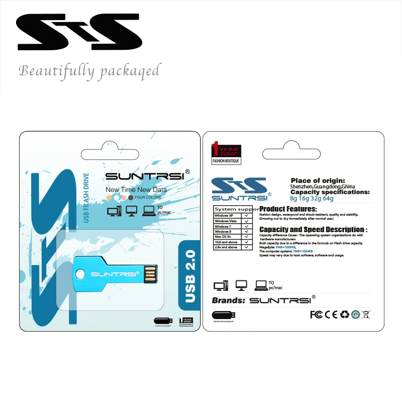 Suntrsi USB флешка 2 0 128 Гб 64 Флешка реальная емкость 32 металлическая высокоскоростная