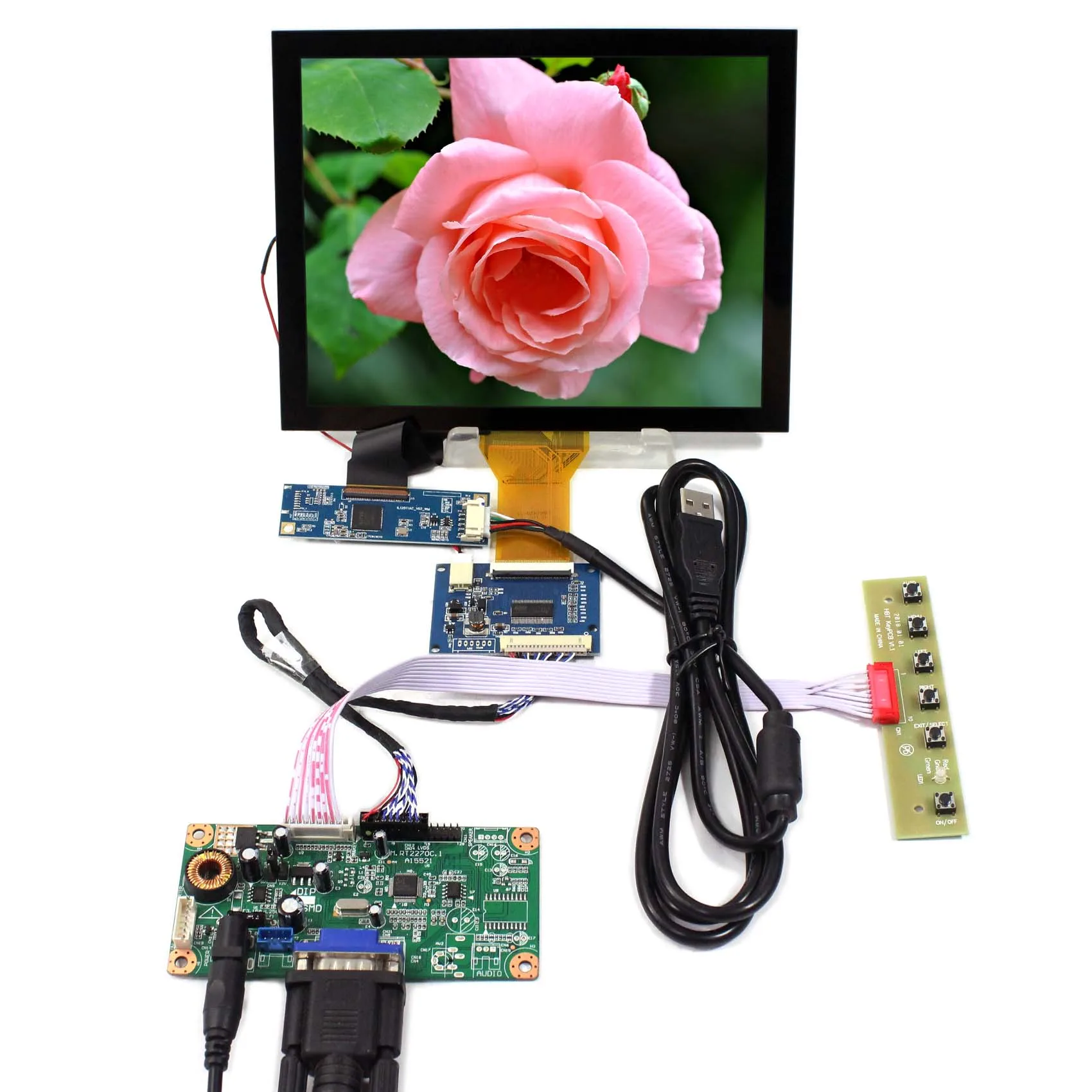 

VGA LCD Controller Board 8inch LCD Screen VS080TC-A1 800x600 Resolution EJ080NA-05A Capacitive Touch Panel RT2270C-A