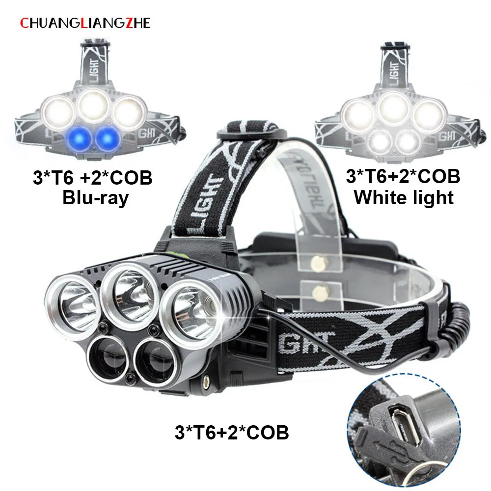 Chuangliangzhe T6 Фары для автомобиля свет Перезаряжаемые фонарик COB супер яркий ночь