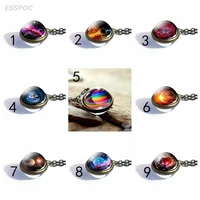 new nebula galaxy double sided pendant necklace universe planet jewelry glass art picture handmade statement necklace gifts
