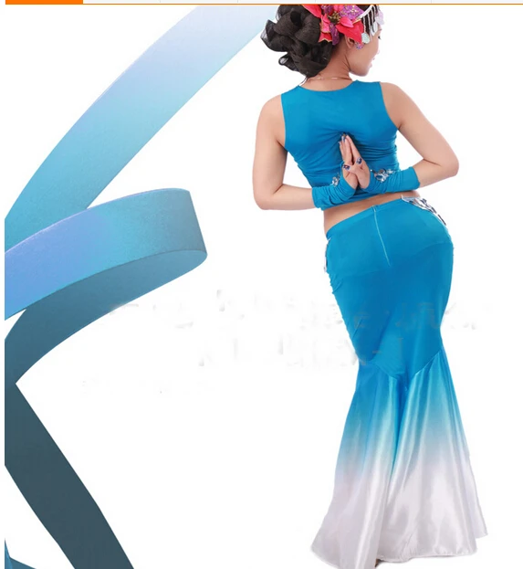 

New Dai Peacock Dance Costumes Dance Costumes Female Fishtail Skirt Package Hip Long Section of National Costumes 003