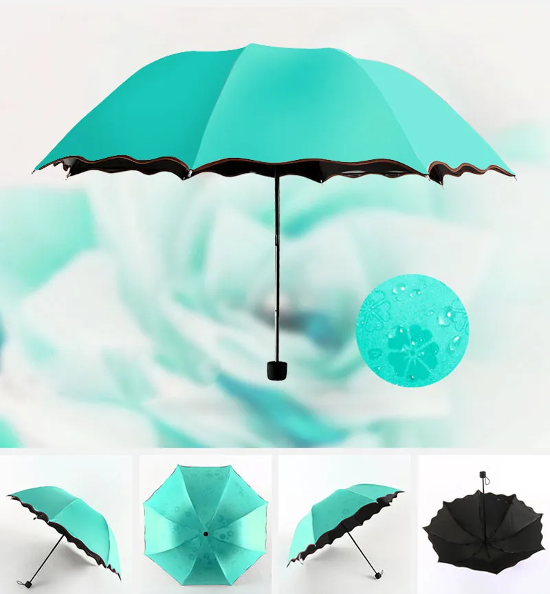 Light green DMBRELLA ветронепроницаемые анти-УФ зонтик с зашитой от уф, Цвет изменения компактная складная коляска для путешествий, Водонепроницаемый для леди Для женщин DM007 - Цвет: Light green