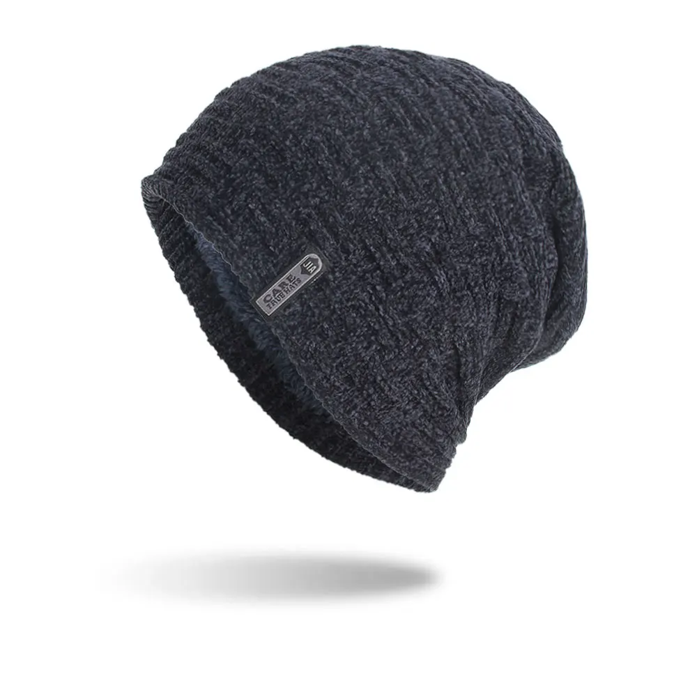 Navy Beanies Joymay новые зимние шапочки Neack теплый набор унисекс Простой теплый мягкий шарф череп вязаная шапка шапки Touca Gorro шапка s WM107 - Цвет: Navy Beanies