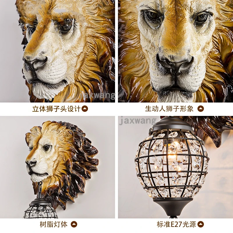 American led Animal wall lamp Modern resins Lion light industrial deco bedroom glass shade lighting staircase luminaire | Лампы и