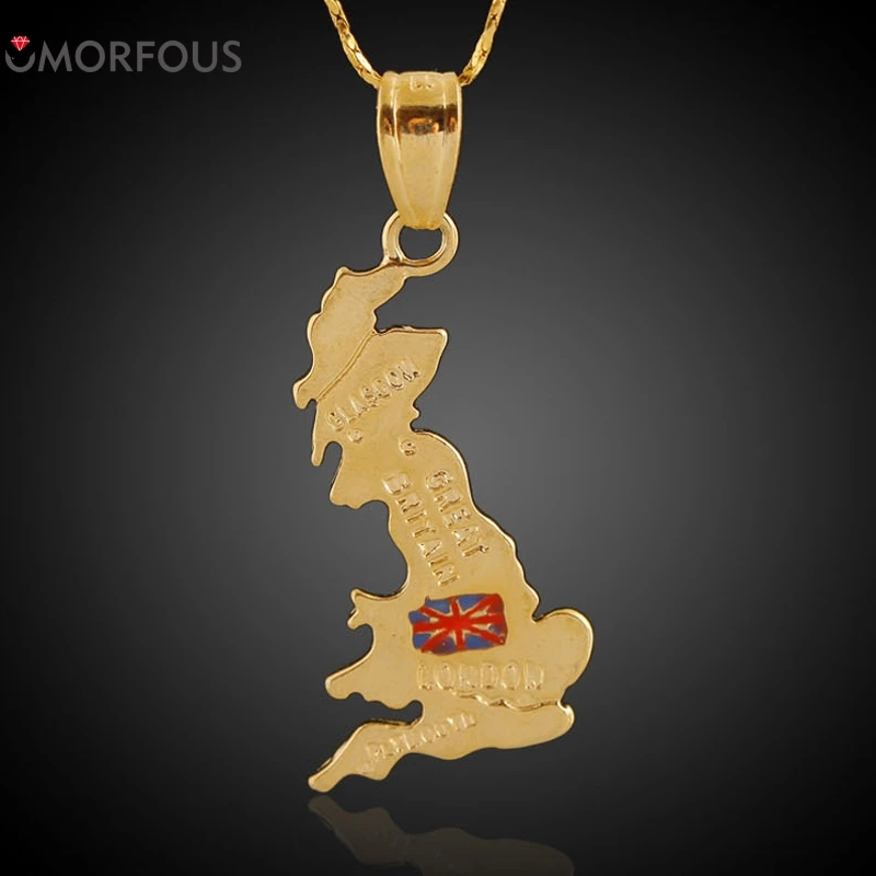 1 шт. YOOX Карта Ожерелье Британский цвет золотистый Великобритания/Северной