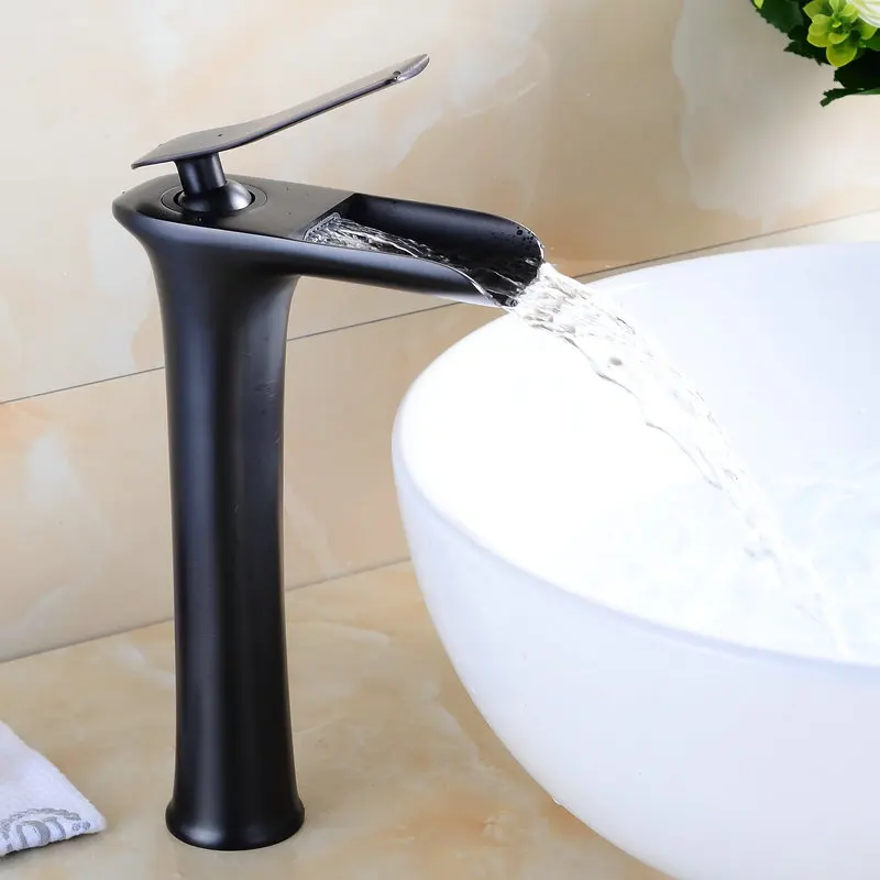 black brushed high Хромированная бассейна кран латунный смеситель горячей и холодной воды, смеситель, кран для раковины белый/хром/черный/антикварные смесители В ванную 8882 S - Цвет: black brushed high