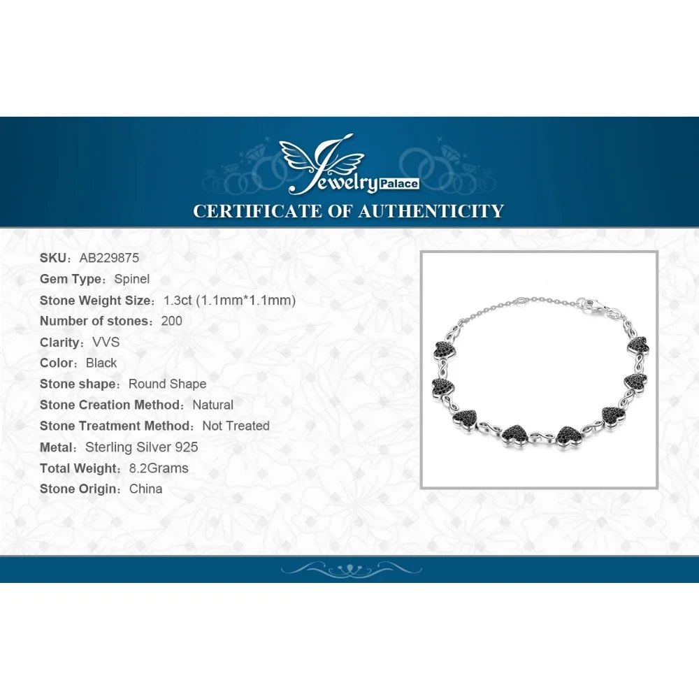 

Heart Natural Black Spinel Bracelet 925 Sterling Silver Bracelet Gemstones Bracelets For Women Silver 925 Jewelry Making