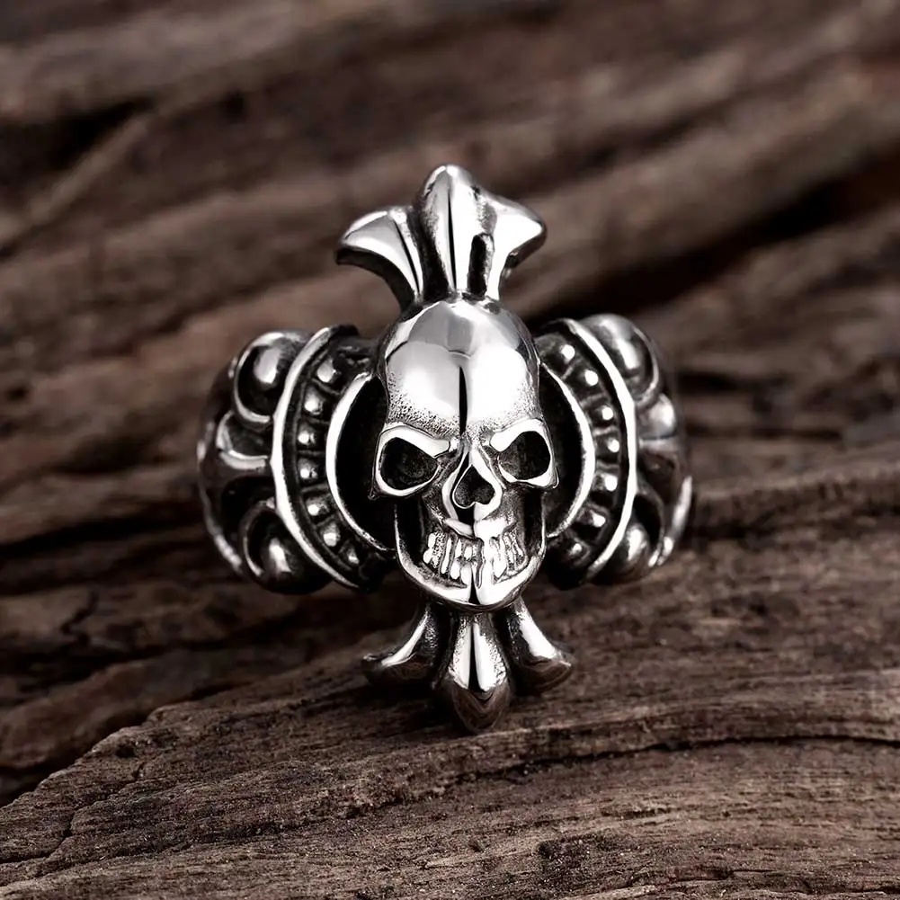 VALEN BELA Jewellery Retro Skull Rings 316L Stainless Steel Male Bague Homme Anillo Hombre Biker Ring Men JZ5464 | Украшения и