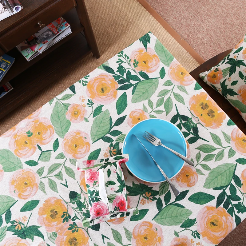 Декор для дома Цветочный льняная скатерть Nordic Сельский Цветок обеденный стол