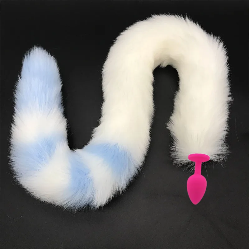 80cm Long Tail Fox Erotic Anal Plug Bunny sexl Butt Silicone Black Sex Toys For Woman Cute Couple Unisex Toy | Красота и здоровье
