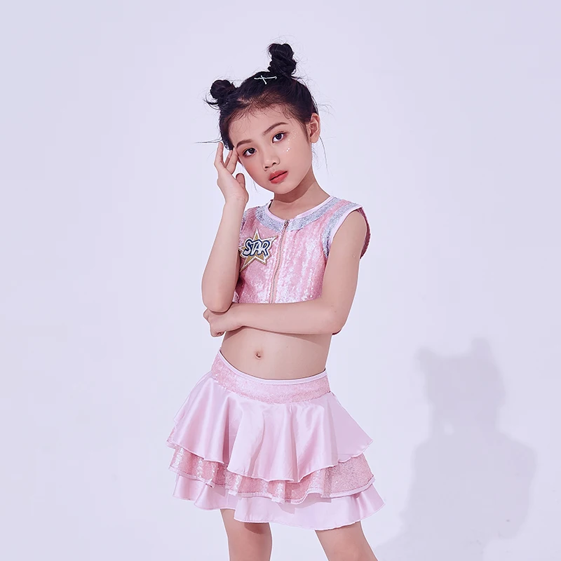 Костюм джазовый для девочек плиссированная юбка без рукавов современных танцев