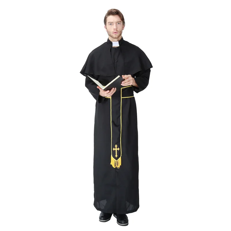Easter Purim Halloween Costume for Men Father Priest Bishop Costumes Christian Pastor Clergyman Cosplay | Тематическая одежда и