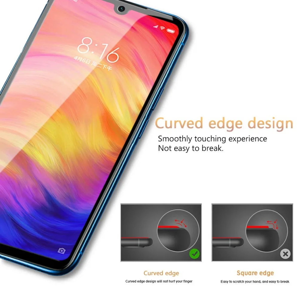 19D изогнутое полное покрытие закаленное стекло для Xiaomi Redmi Note 7 5 6 Pro 6A Plus Защитная