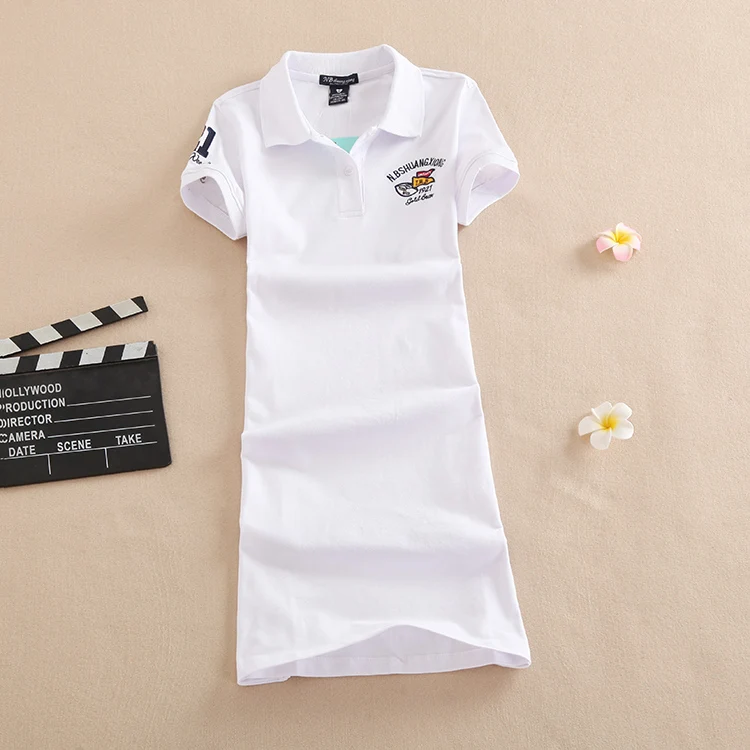 

Baharcelin 2XL 3XL Embroidery Polo Casual Dresses De Festa T Shirt Femme Summer Tops Clothing One piece Dress Ete Vestidos women