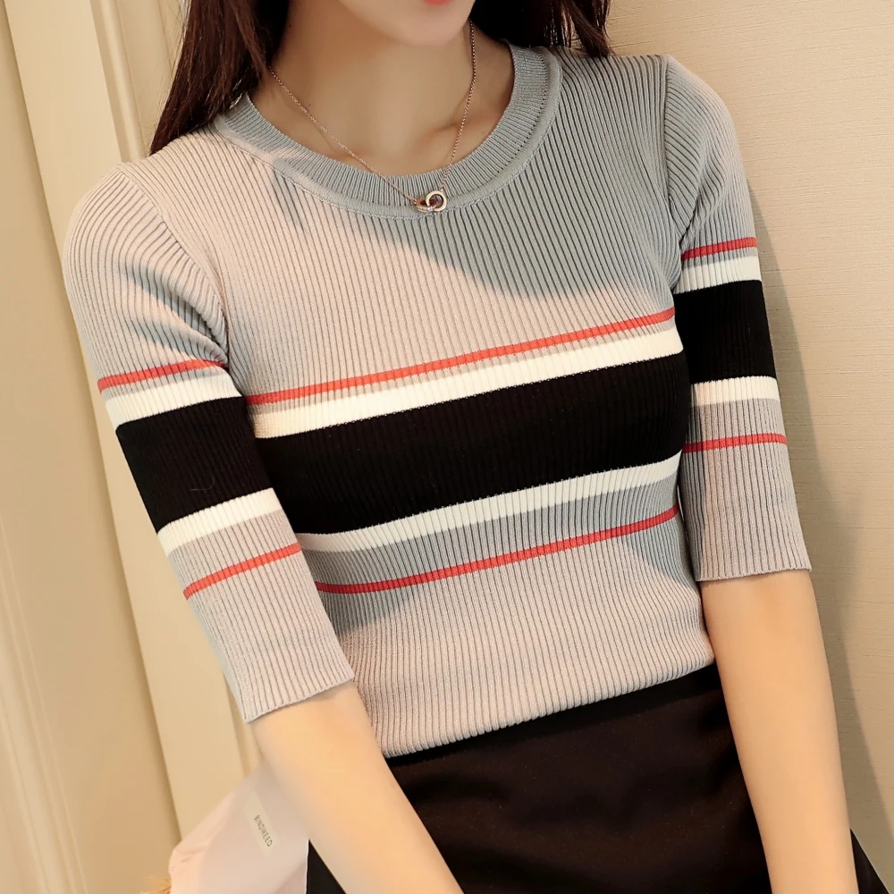 ZCHNew 2018 весенний Модный женский свитер Высокоэластичный Однотонный с высоким