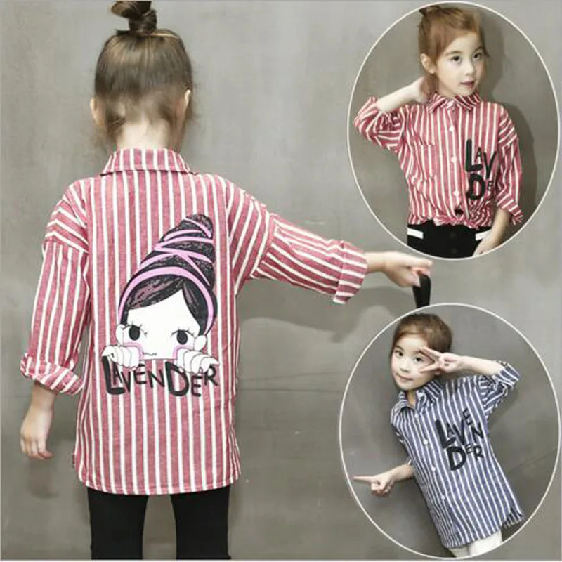 Одежда для маленьких девочек детская полосатая блуза весна 2016 верхняя одежда 7