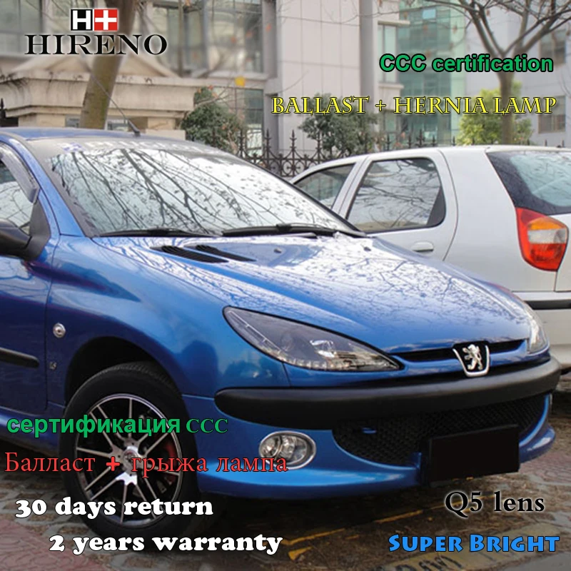 Hireno фары для 2004-2008 Peugeot 206 фар сборки СИД DRL ангел объектив двойной луч ксеноновые 2 шт
