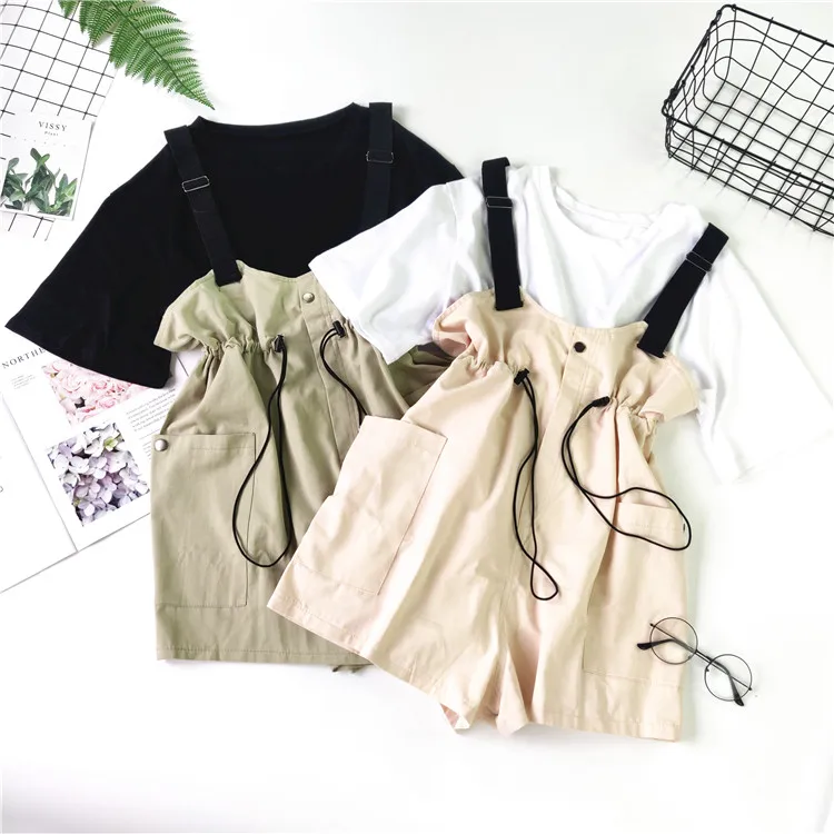 Модные брюки с высокой талией свободные женские комбинезоны летние милые