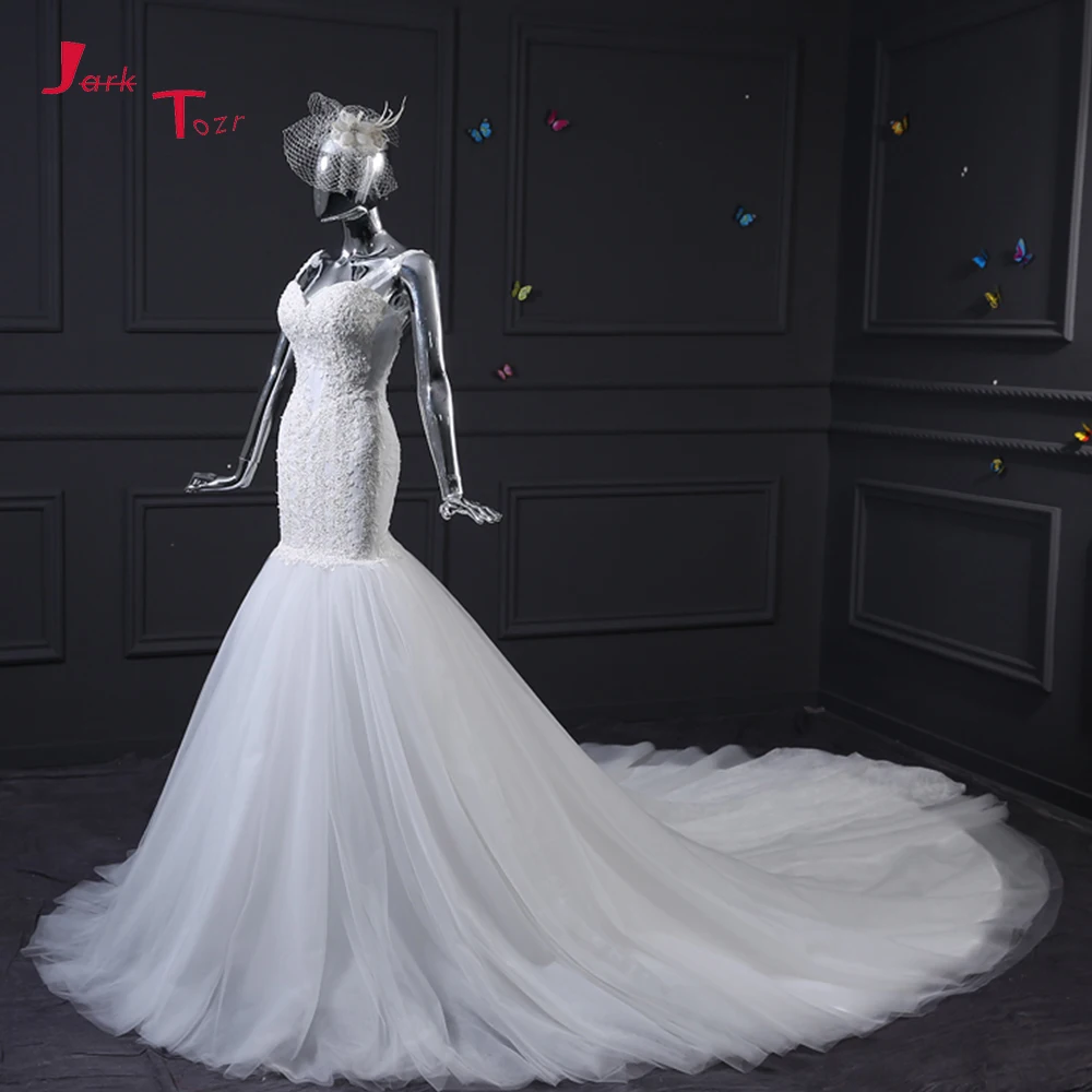 Jark Tozr Robe De Mariee милые на бретелях белые свадебные платья фатиновое годе свадебное