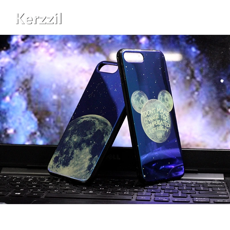 Kerzzil Moon Blue-ray Star moon Case For iphone6 7Planet Stars Cover Soft Silicone Phone Cases iphone 7 6 6S 8 PLus |