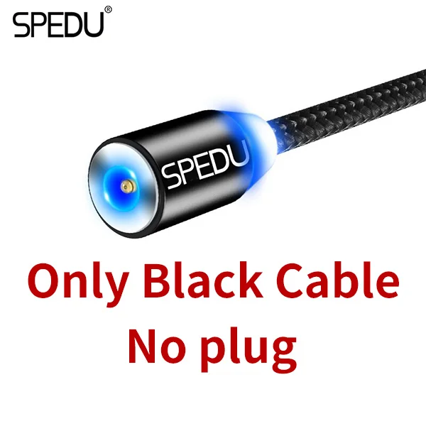 SPEDU Магнитный кабель плетеный мобильный светодиодный Тип C Магнит Micro USB Зарядное устройство зарядный кабель для Apple iPhone X 7 8, 6, 10 Xs Max XR samsung - Цвет: Black Cable No Plug