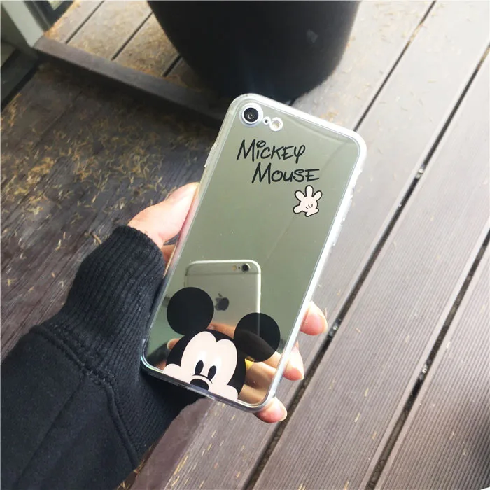 Роскошные Зеркало с Микки Маусом Минни чехол для iPhone X Любители покрытие мягкий
