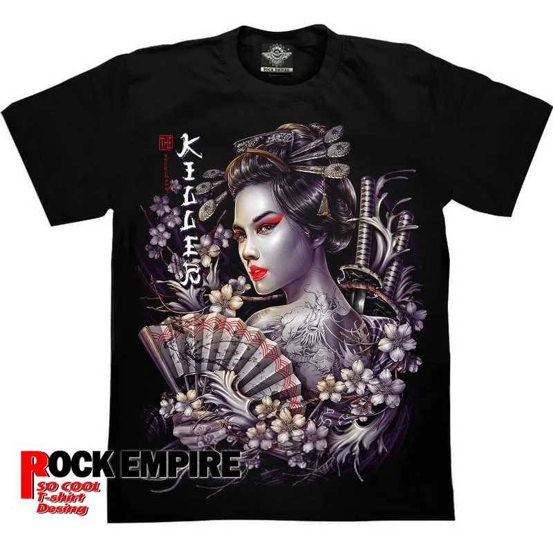 Geisha Мужская Летняя Модная брендовая индийская красавица, Япония, призрак, воин, гейша, принт, светящаяся футболка с коротким рукавом, мужская повседневная футболка, 120 кг - Цвет: Geisha
