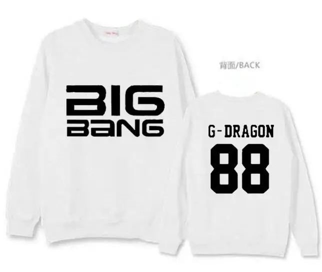 Новое поступление белая/черная тонкая толстовка с принтом имени члена kpop bigbang