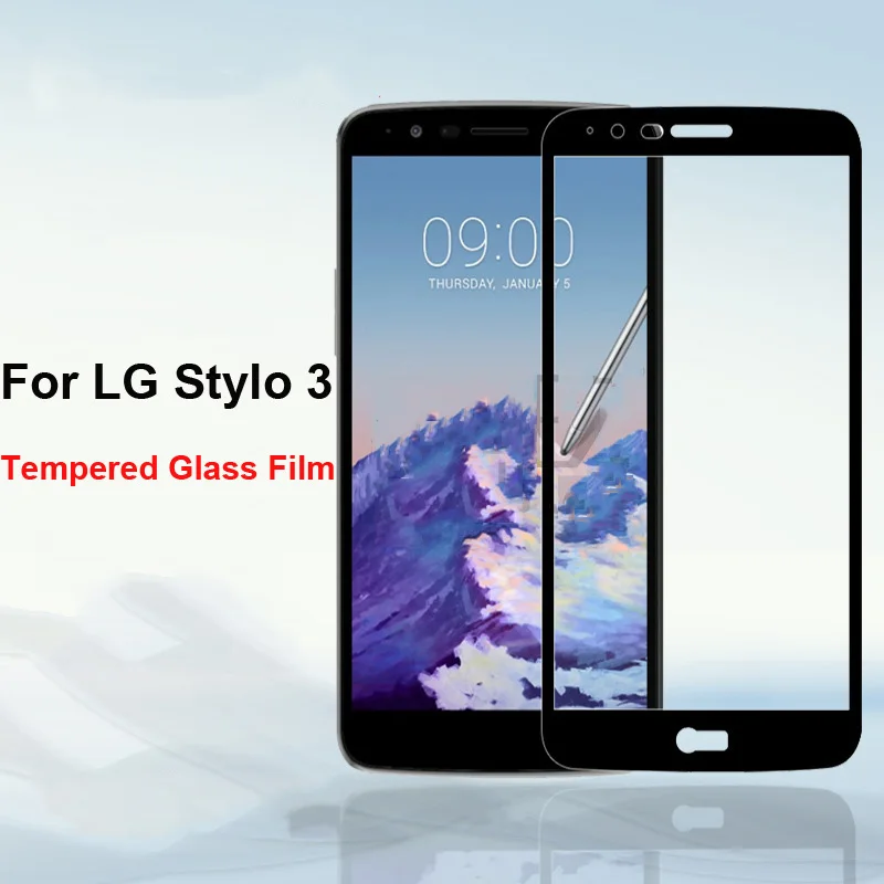 

1pcs Ultra-Thin black color full screen protector Tempered Glass film 5.7'' For LG Stylo 3 Stylus 3 Screen protective glass film