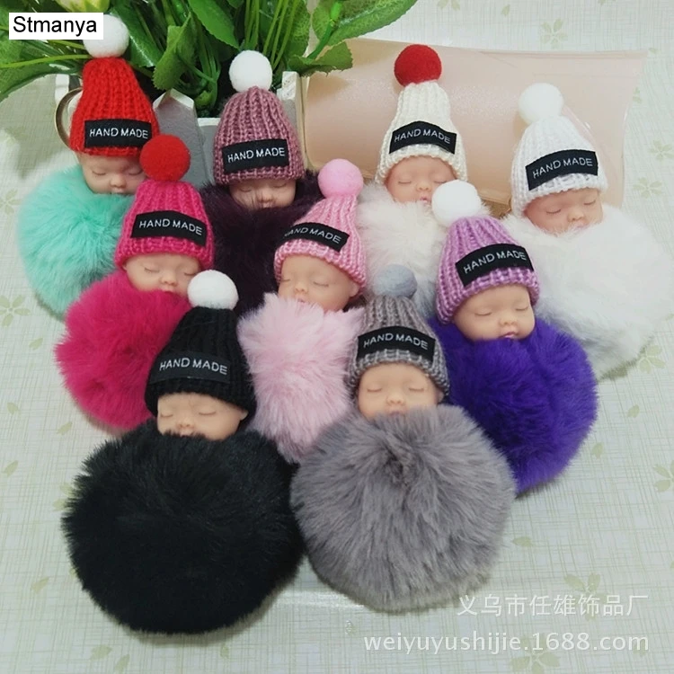 Новинка женская вязаная шапка Кукла Плюшевая высшее качество брелок сумка Шарм