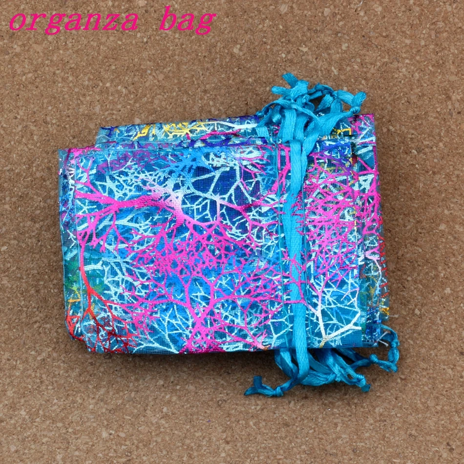 

Jewelry Pouches Gift Bags 100 Pcs/lots Coral tree Fashion Organza Jewelry Gift Bags 7x9cm Drawstring Organza Bag DIY 2color z5