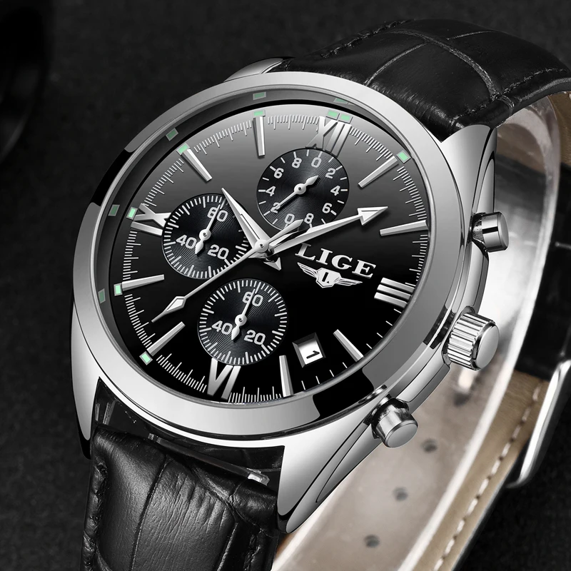 2018 LIGE New Mens Watches Brand Luxury Quartz Watch Men Casual Leather Military Waterproof Sport Wrist Relogio Masculino | Наручные часы