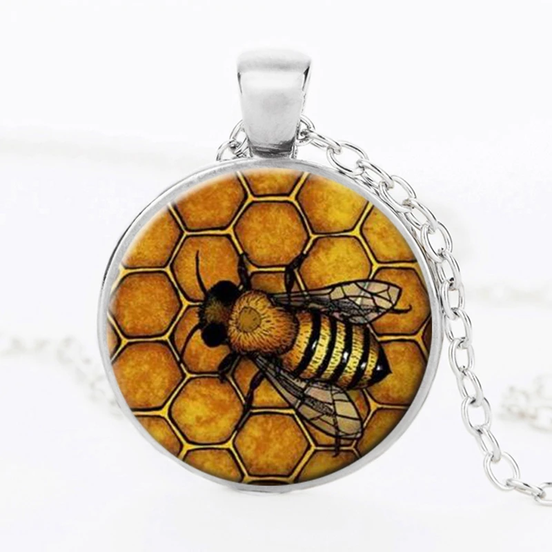 Креативное ожерелье SUTEYI с узором пчел стеклянный кабошон подвеска Модная